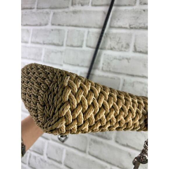 Vintage Brighton Roxanne Shoulder Bag Sea Grass Straw and Leather - Picture 8 of 12